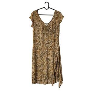 VTG Maria Gabrielle Brown Paisley Y2K Fairy Whimsical Asymmetric Hem Dress M